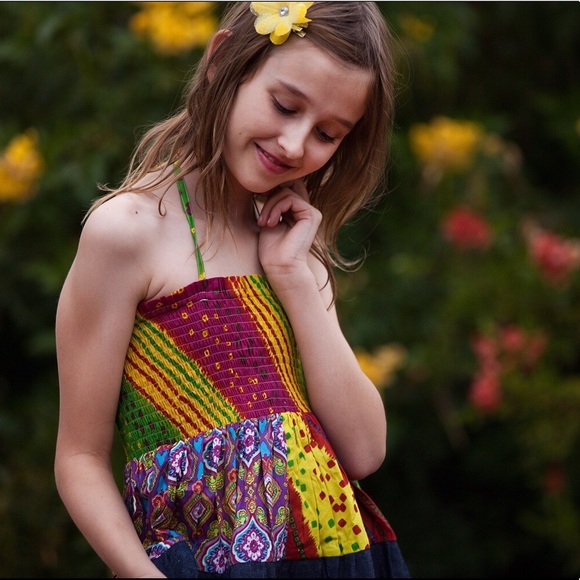 Rainbow Patch Halter Dress - Picture 1 of 8